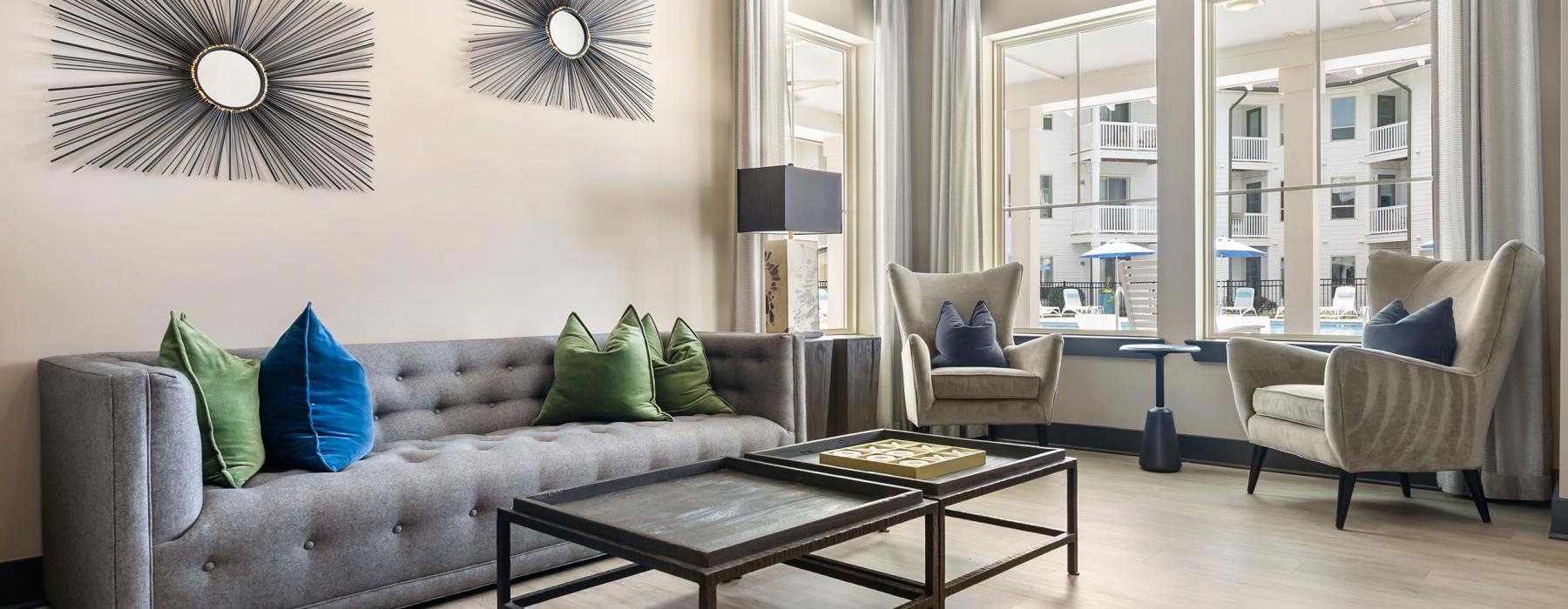 a living room with a couch and a coffee table
